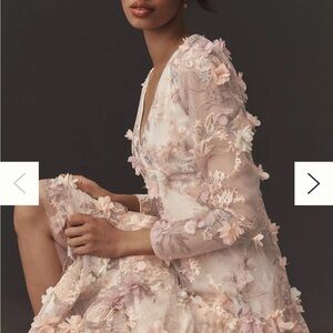 Dress the Population Blush Floral Long Sleeve Dress